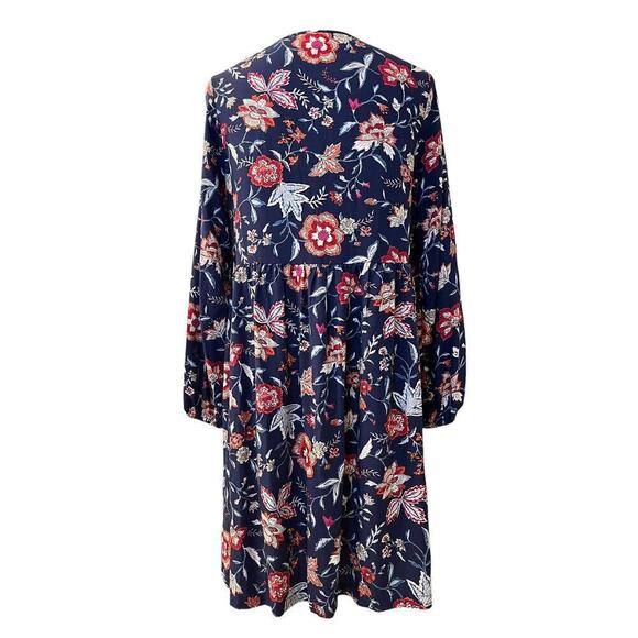 Old Navy Swing Dress Womens Small Blue Floral Soft Woven Keyhole Cottage Prairie - Picture 3 of 11